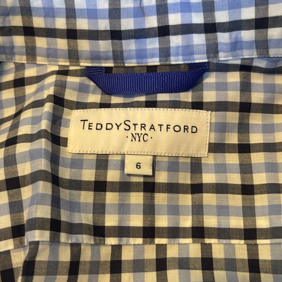 Teddy Stratford NYC men’s white and blue button down shirt size 6/XXL - Picture 7 of 9